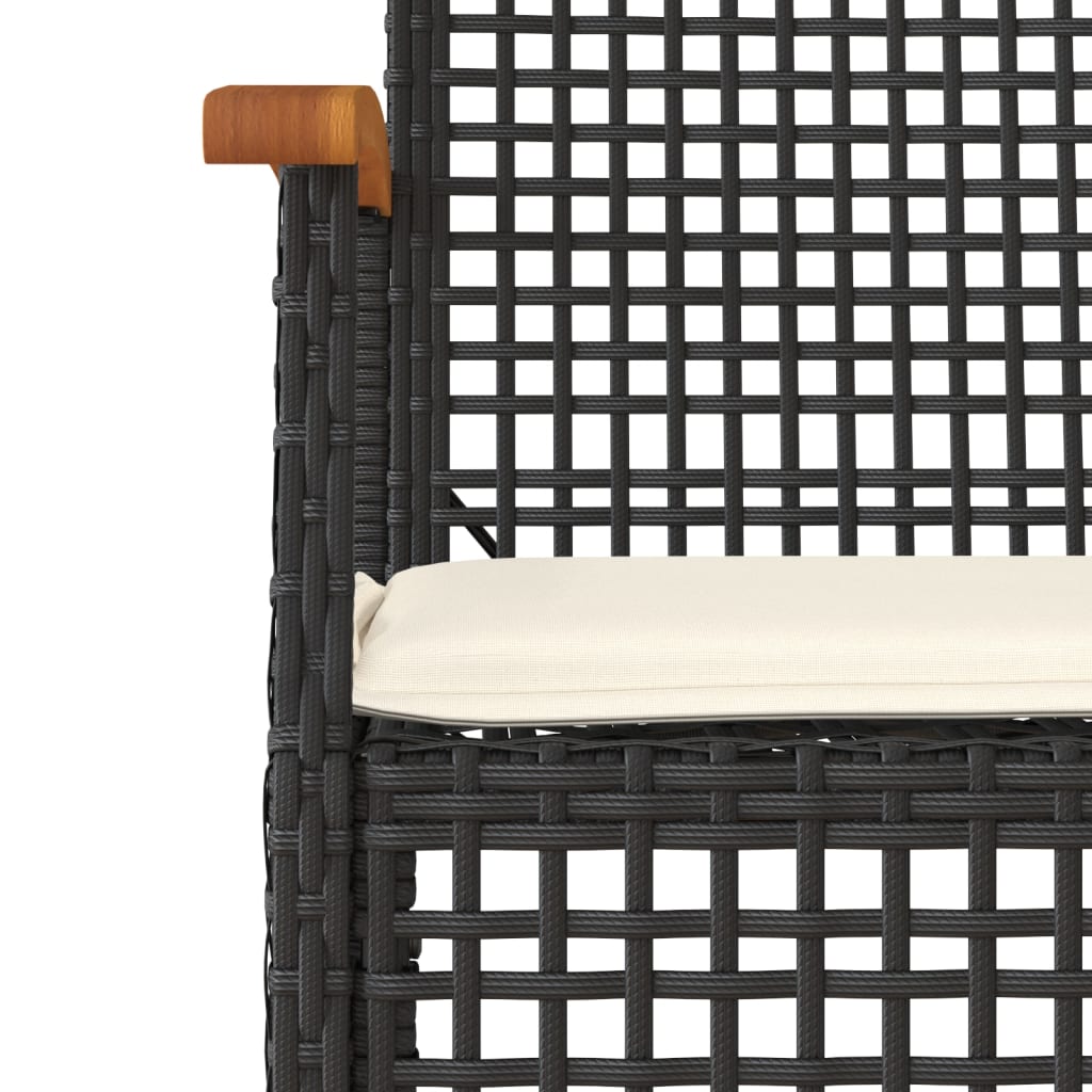 Tuinstoelen 2 st met kussens poly rattan en acaciahout zwart is nu te koop bij PeponiXL, paradijselijk wonen!