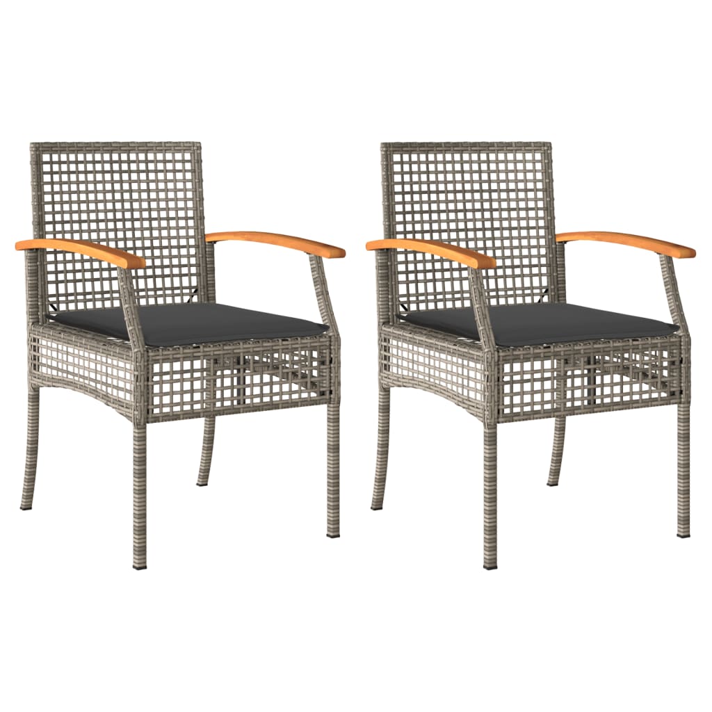 Tuinstoelen 2 st met kussens poly rattan en acaciahout grijs is nu te koop bij PeponiXL, paradijselijk wonen!