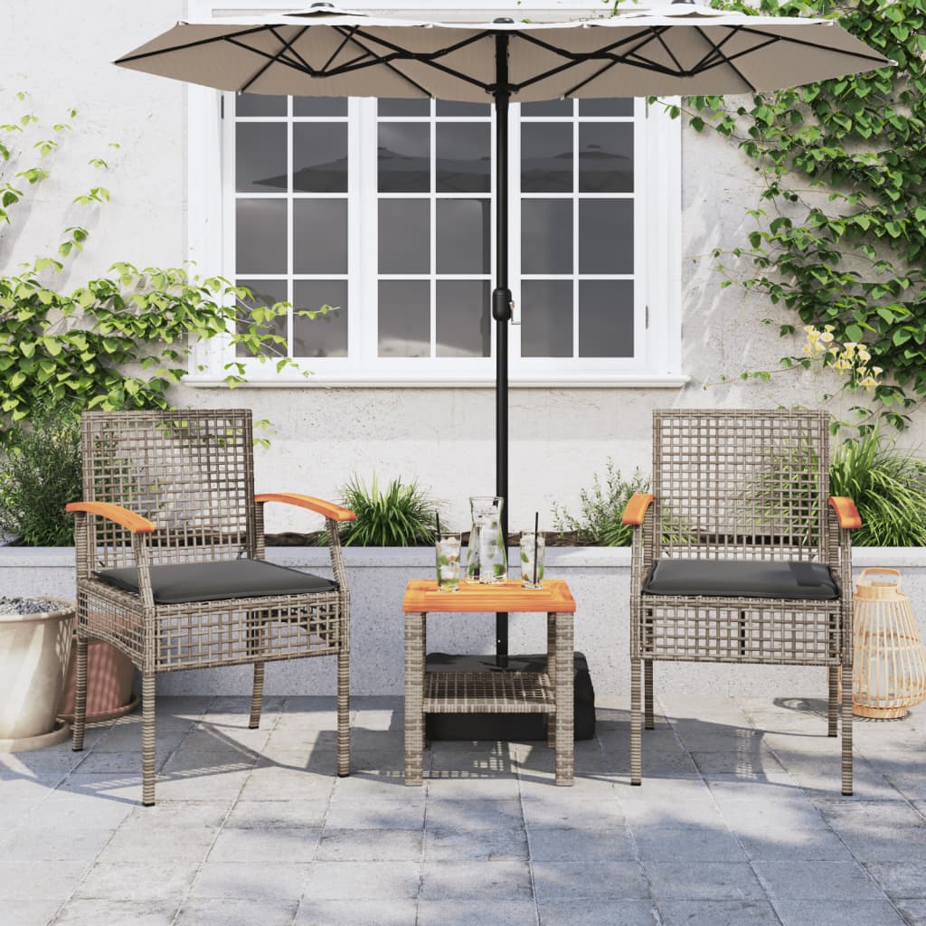 Tuinstoelen 2 st met kussens poly rattan en acaciahout grijs is nu te koop bij PeponiXL, paradijselijk wonen!