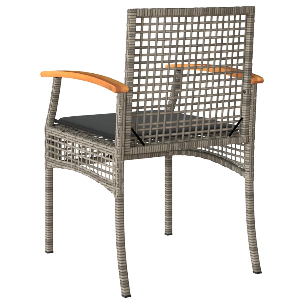 Tuinstoelen 2 st met kussens poly rattan en acaciahout grijs is nu te koop bij PeponiXL, paradijselijk wonen!