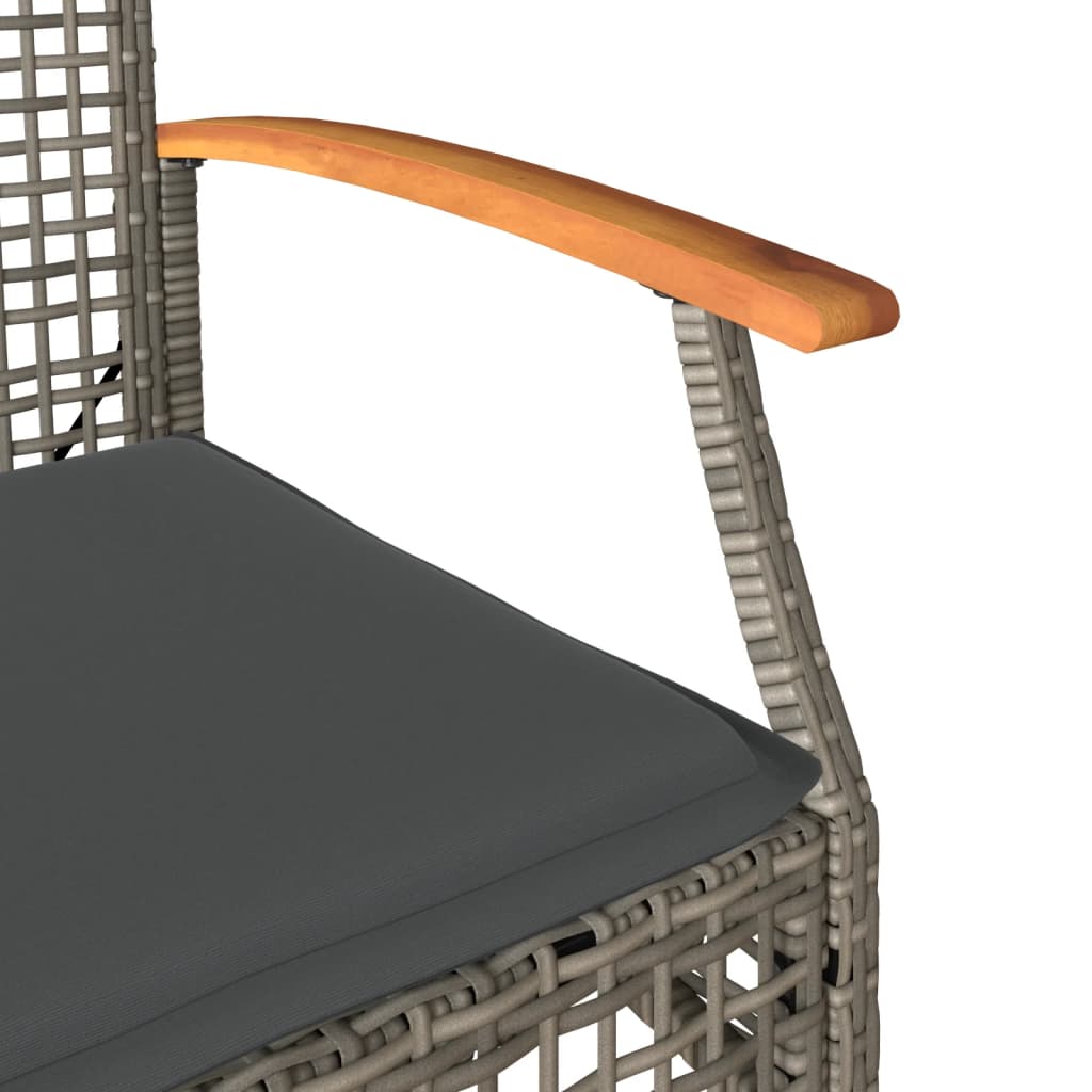 Tuinstoelen 2 st met kussens poly rattan en acaciahout grijs is nu te koop bij PeponiXL, paradijselijk wonen!