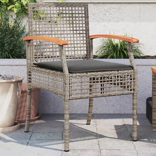 Tuinstoelen 2 st met kussens poly rattan en acaciahout grijs is nu te koop bij PeponiXL, paradijselijk wonen!