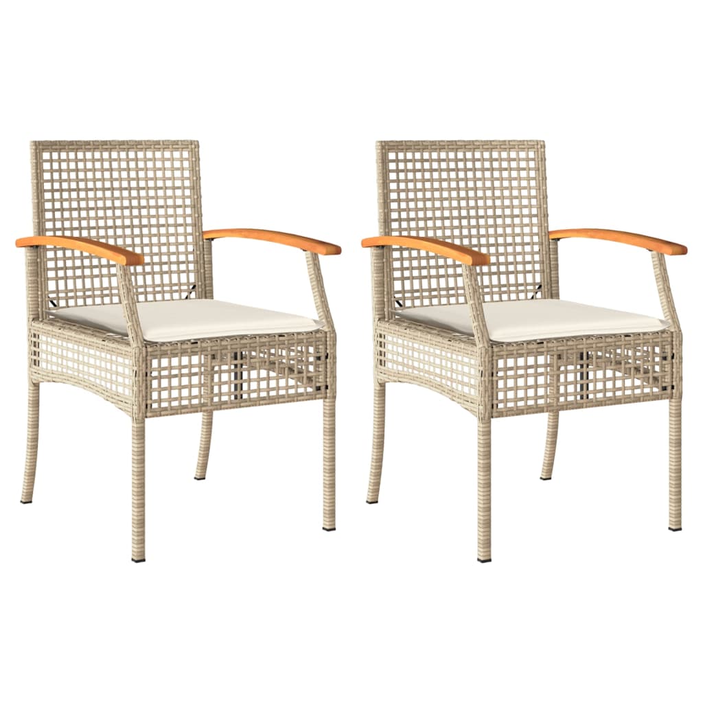 Tuinstoelen 2 st met kussens poly rattan en acaciahout beige is nu te koop bij PeponiXL, paradijselijk wonen!