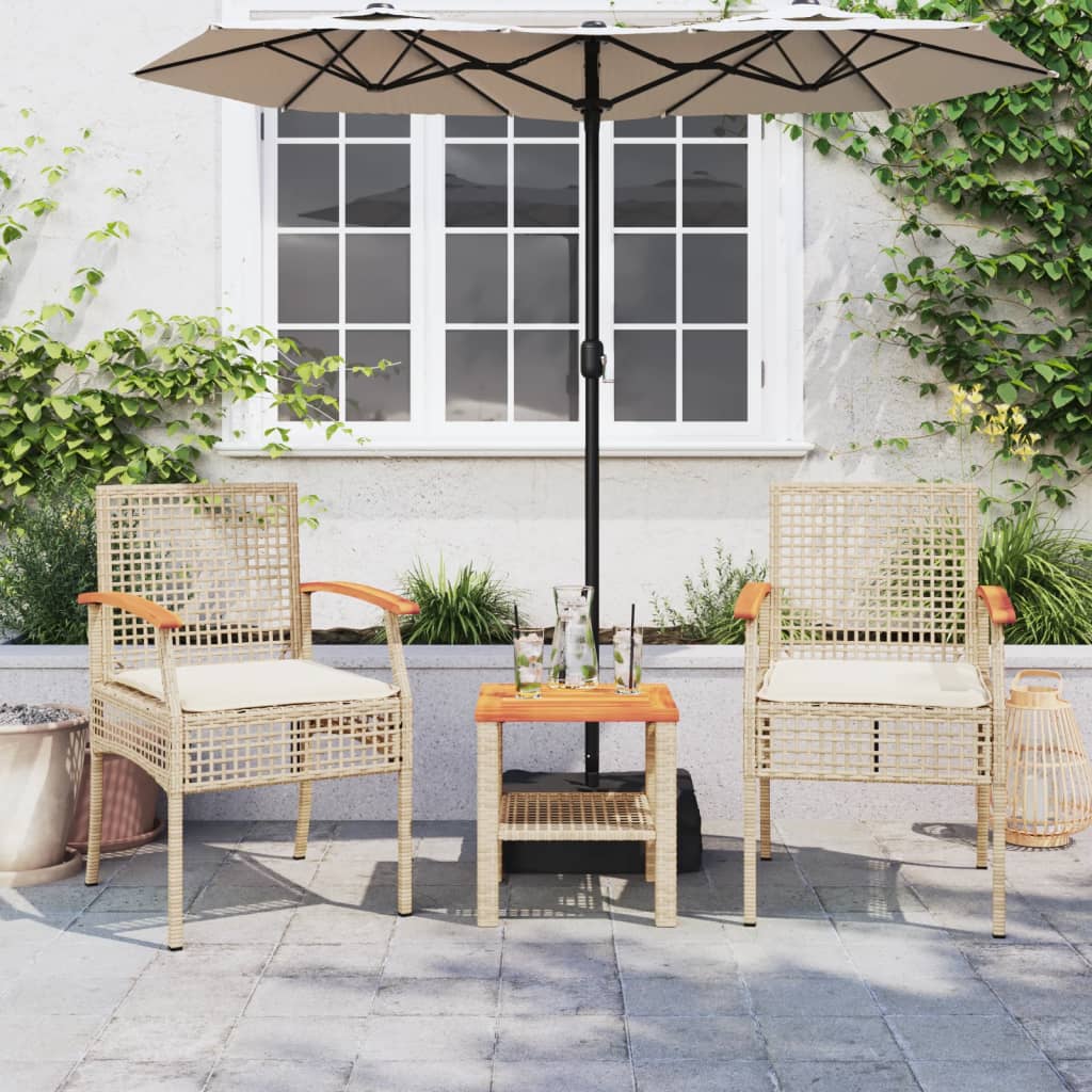 Tuinstoelen 2 st met kussens poly rattan en acaciahout beige is nu te koop bij PeponiXL, paradijselijk wonen!