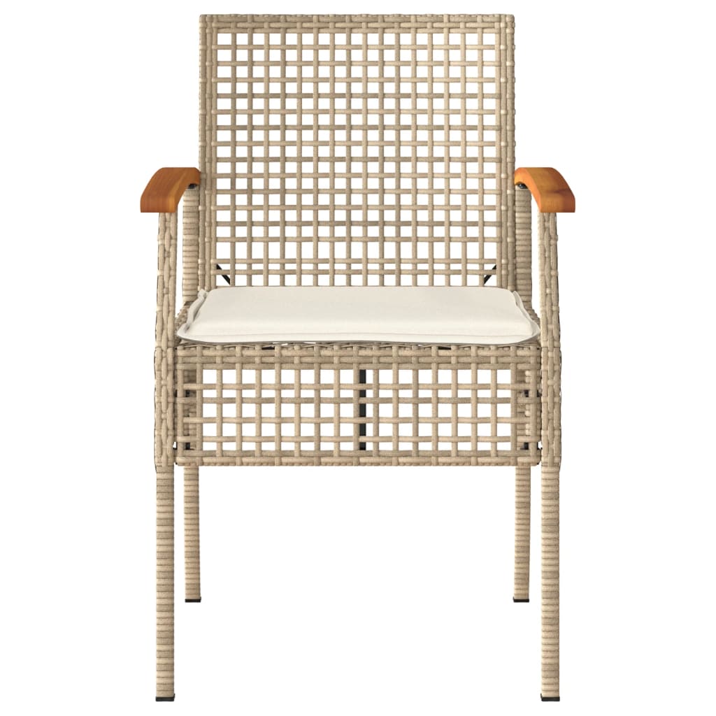 Tuinstoelen 2 st met kussens poly rattan en acaciahout beige is nu te koop bij PeponiXL, paradijselijk wonen!