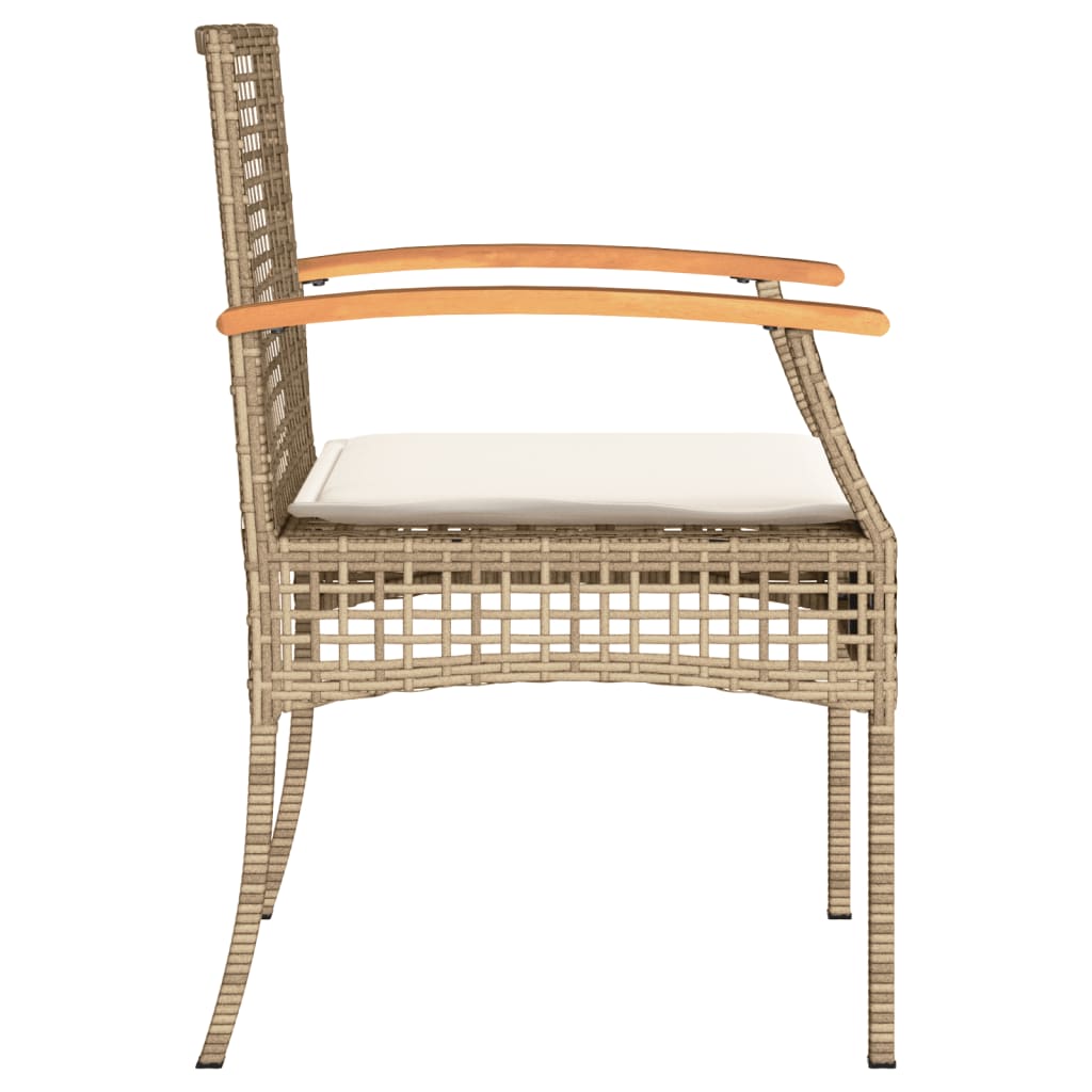 Tuinstoelen 2 st met kussens poly rattan en acaciahout beige is nu te koop bij PeponiXL, paradijselijk wonen!