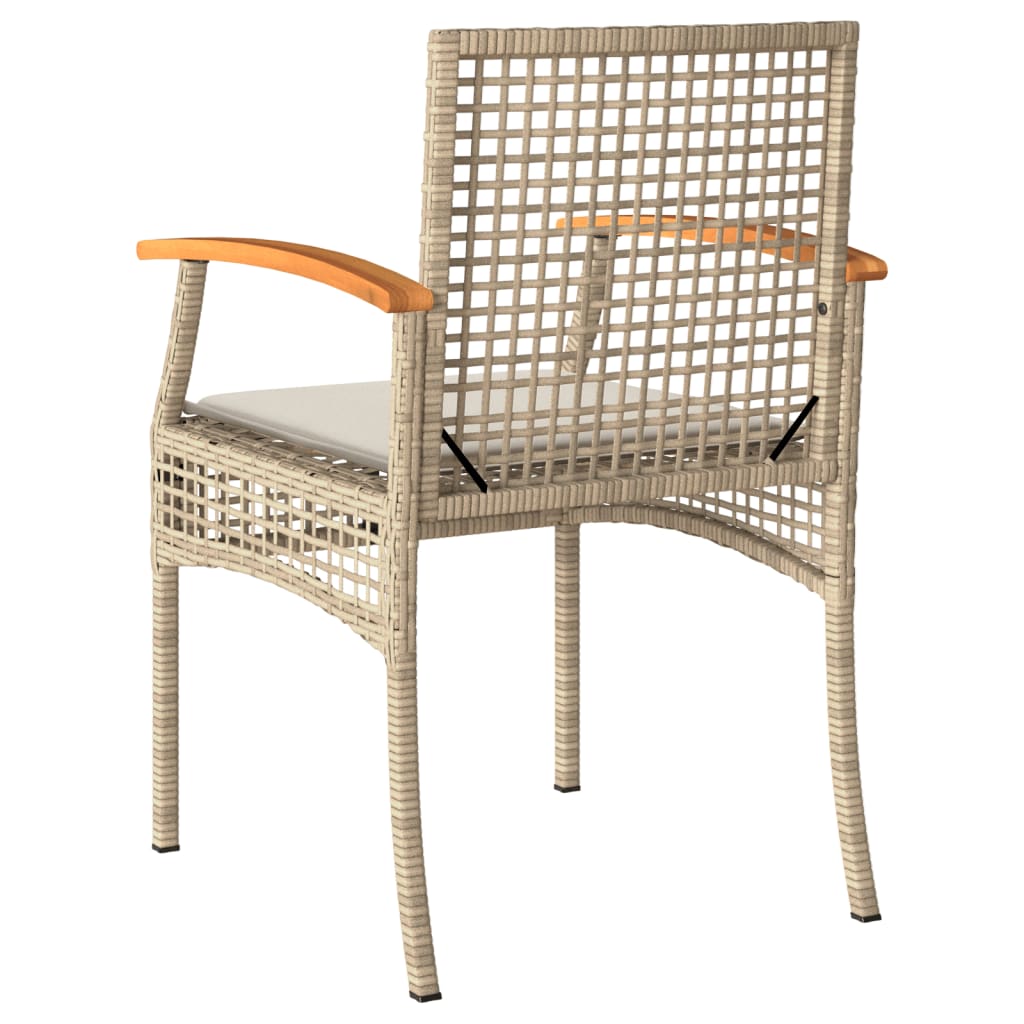 Tuinstoelen 2 st met kussens poly rattan en acaciahout beige is nu te koop bij PeponiXL, paradijselijk wonen!