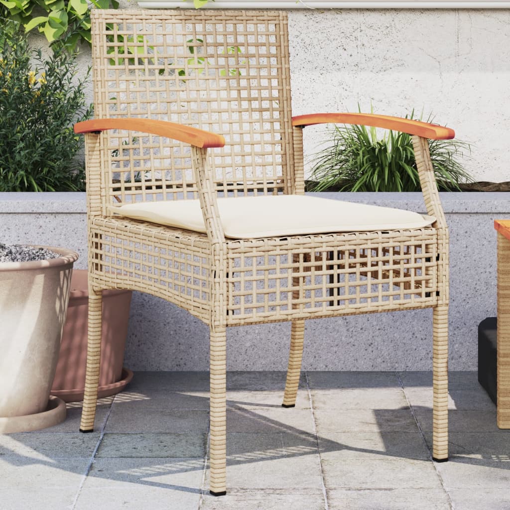Tuinstoelen 2 st met kussens poly rattan en acaciahout beige is nu te koop bij PeponiXL, paradijselijk wonen!