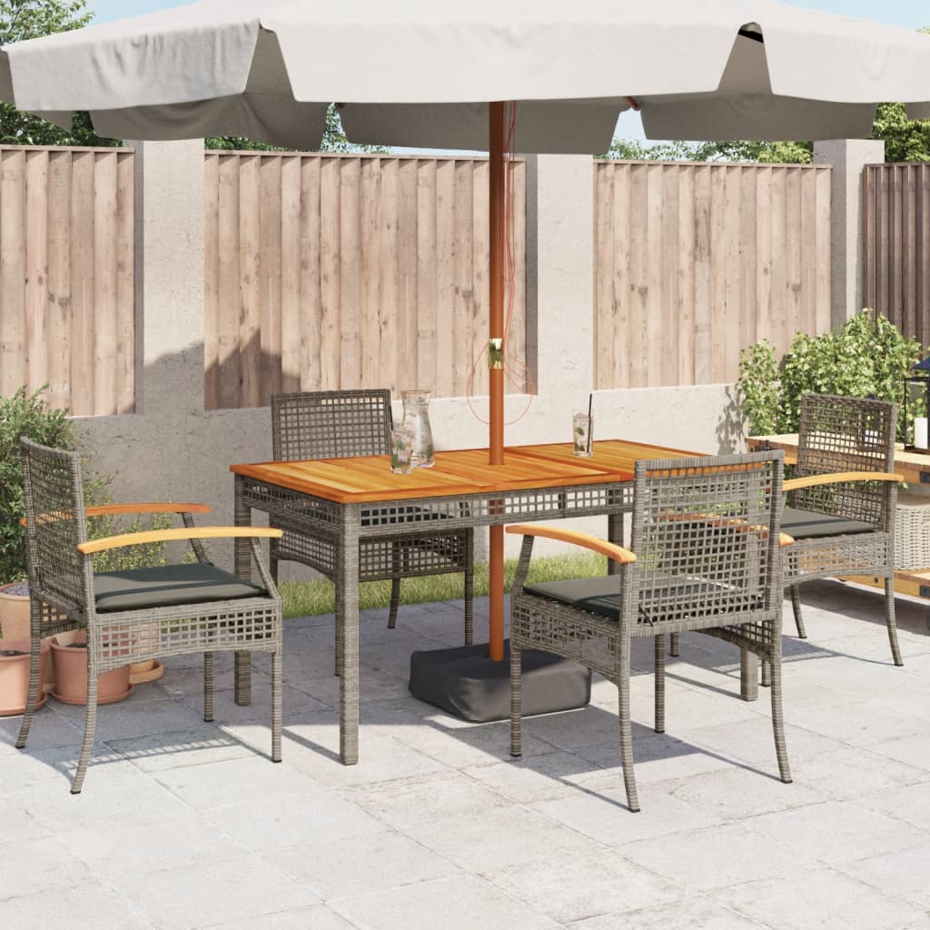 Tuinstoelen 4 st met kussens poly rattan en acaciahout grijs is nu te koop bij PeponiXL, paradijselijk wonen!
