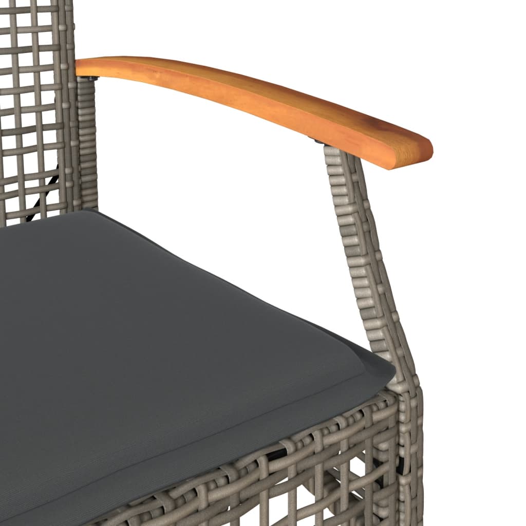Tuinstoelen 4 st met kussens poly rattan en acaciahout grijs is nu te koop bij PeponiXL, paradijselijk wonen!