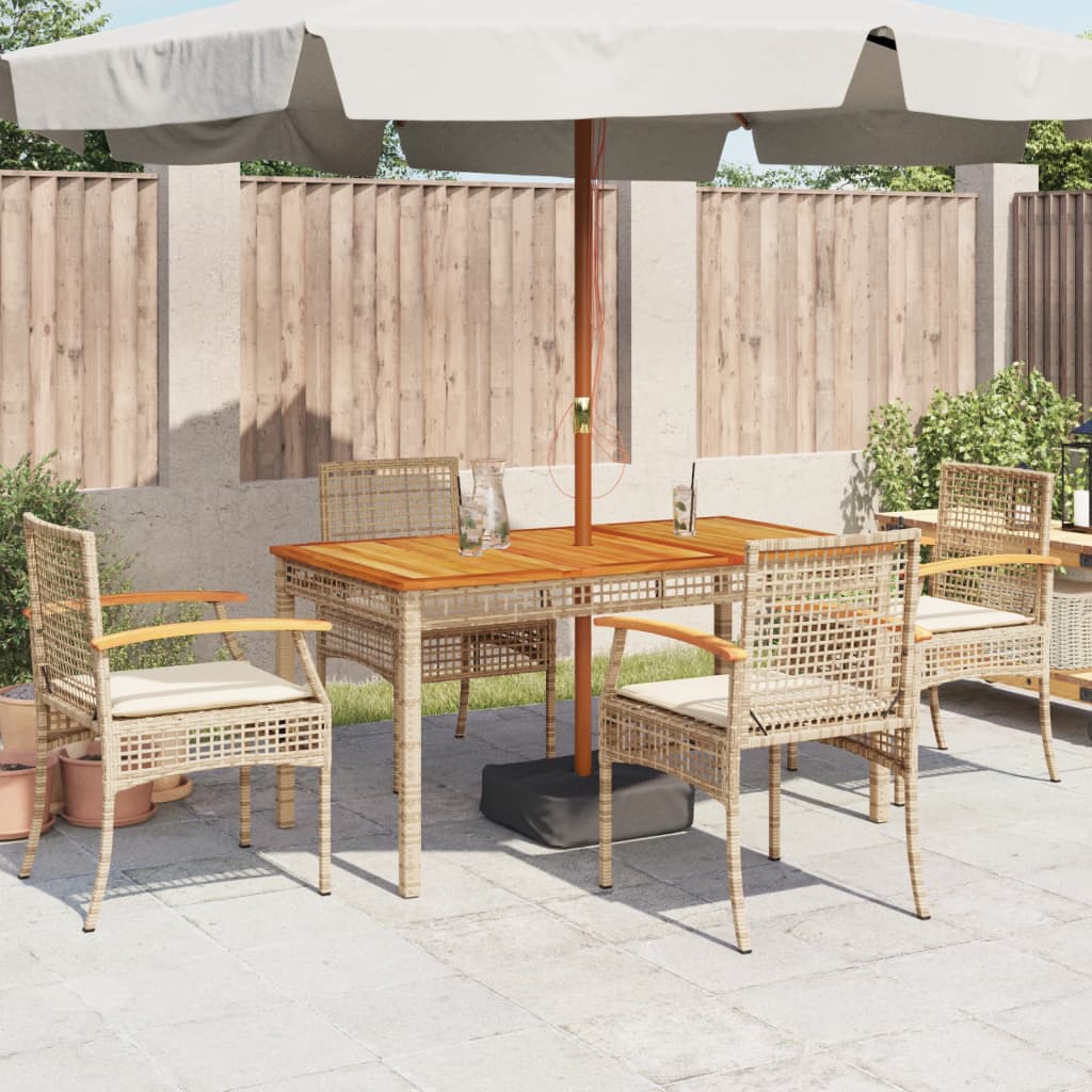 Tuinstoelen 4 st met kussens poly rattan en acaciahout beige is nu te koop bij PeponiXL, paradijselijk wonen!