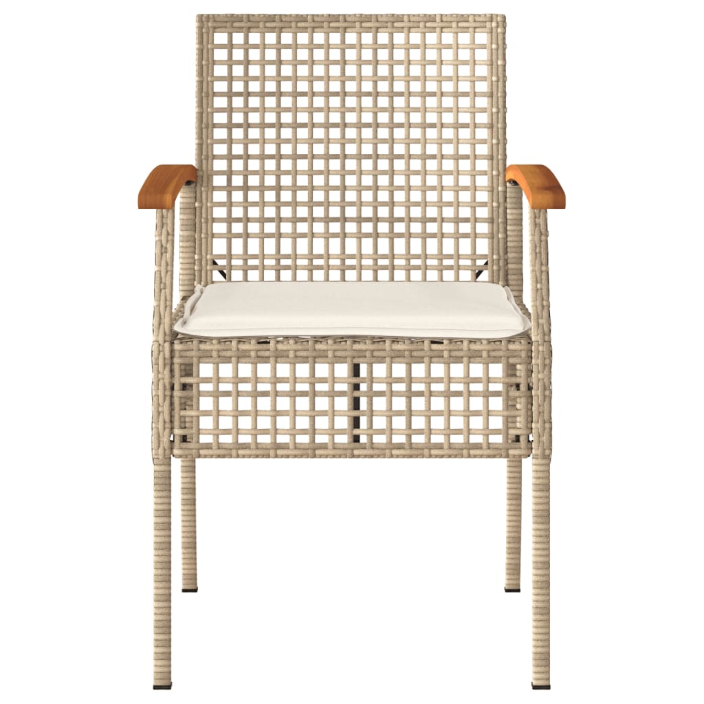 Tuinstoelen 4 st met kussens poly rattan en acaciahout beige is nu te koop bij PeponiXL, paradijselijk wonen!