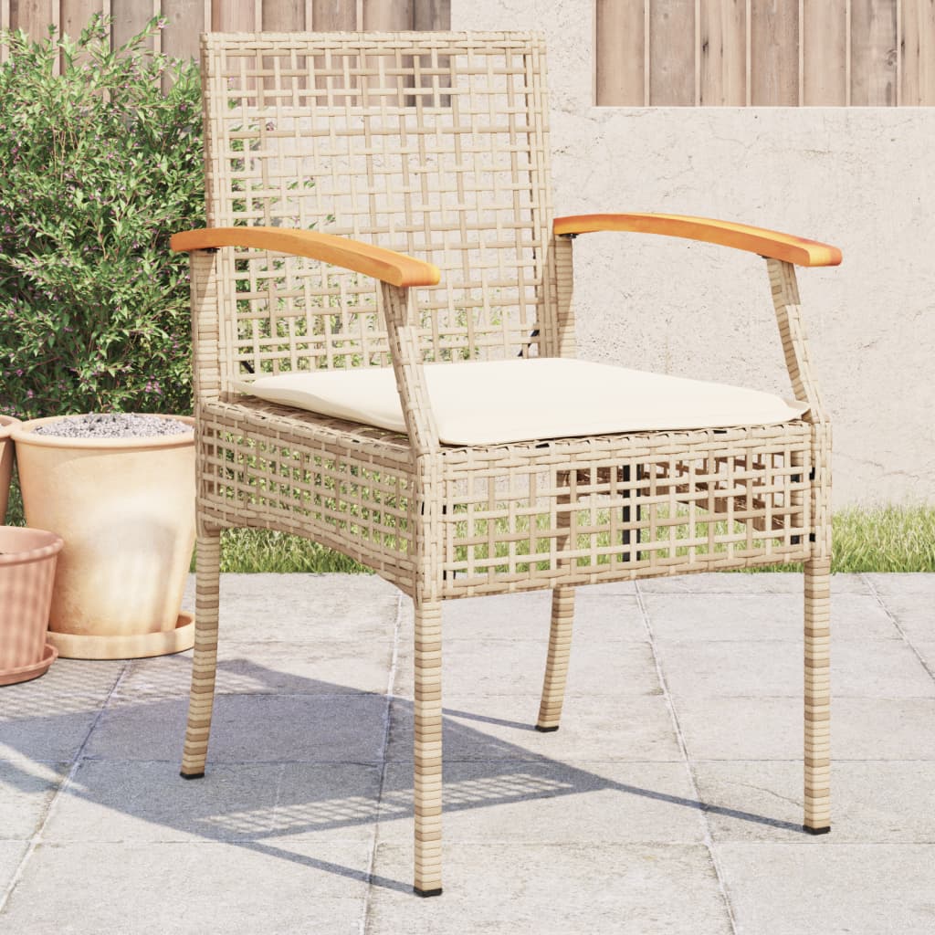 Tuinstoelen 4 st met kussens poly rattan en acaciahout beige is nu te koop bij PeponiXL, paradijselijk wonen!