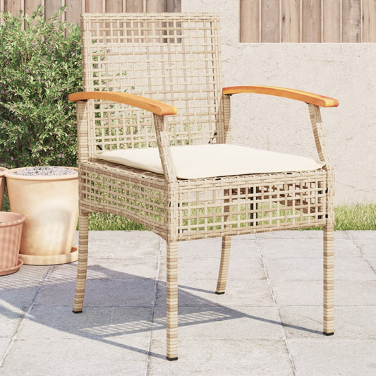 Tuinstoelen 4 st met kussens poly rattan en acaciahout beige is nu te koop bij PeponiXL, paradijselijk wonen!