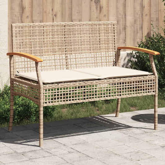 Tuinbank met kussen poly rattan en acaciahout beige is nu te koop bij PeponiXL, paradijselijk wonen!