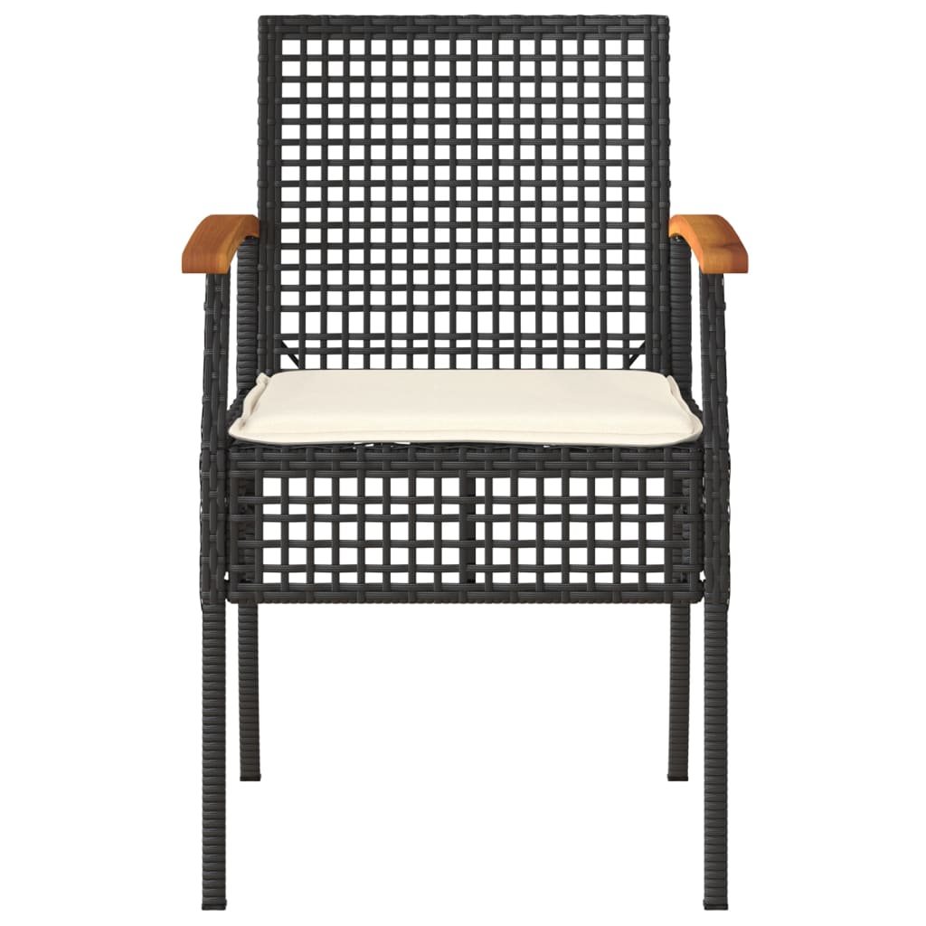 3-delige Bistroset met kussens poly rattan en acaciahout zwart is nu te koop bij PeponiXL, paradijselijk wonen!