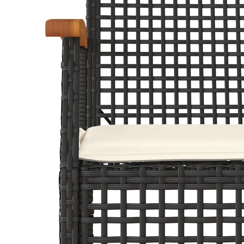 3-delige Bistroset met kussens poly rattan en acaciahout zwart is nu te koop bij PeponiXL, paradijselijk wonen!