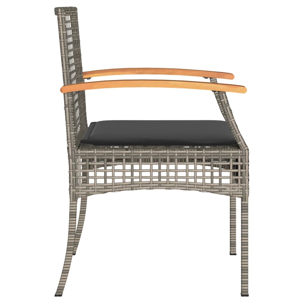 3-delige Bistroset met kussens poly rattan en acaciahout grijs is nu te koop bij PeponiXL, paradijselijk wonen!