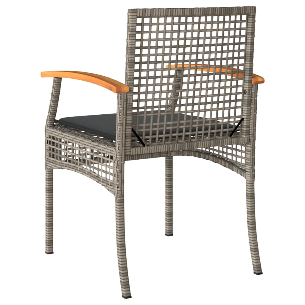 3-delige Bistroset met kussens poly rattan en acaciahout grijs is nu te koop bij PeponiXL, paradijselijk wonen!