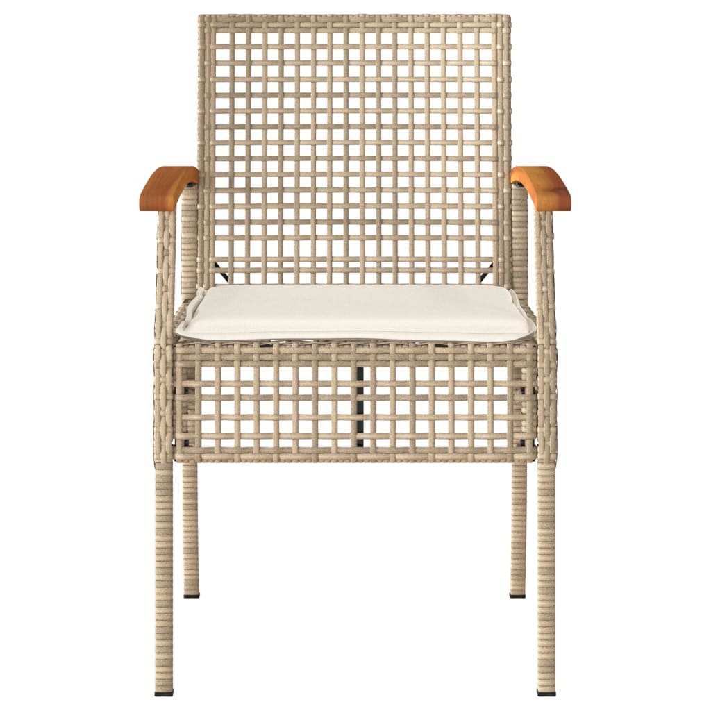 3-delige Bistroset met kussens poly rattan en acaciahout beige is nu te koop bij PeponiXL, paradijselijk wonen!
