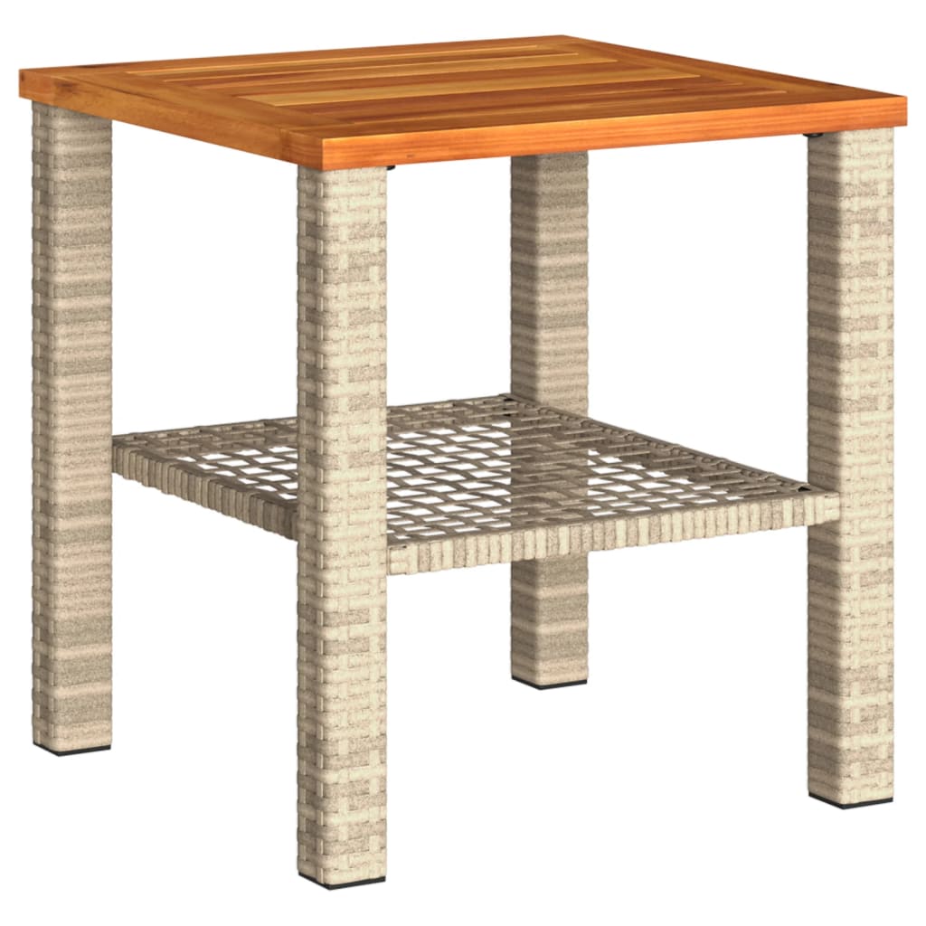 Tuintafel 40x40x42 cm poly rattan en acaciahout beige is nu te koop bij PeponiXL, paradijselijk wonen!