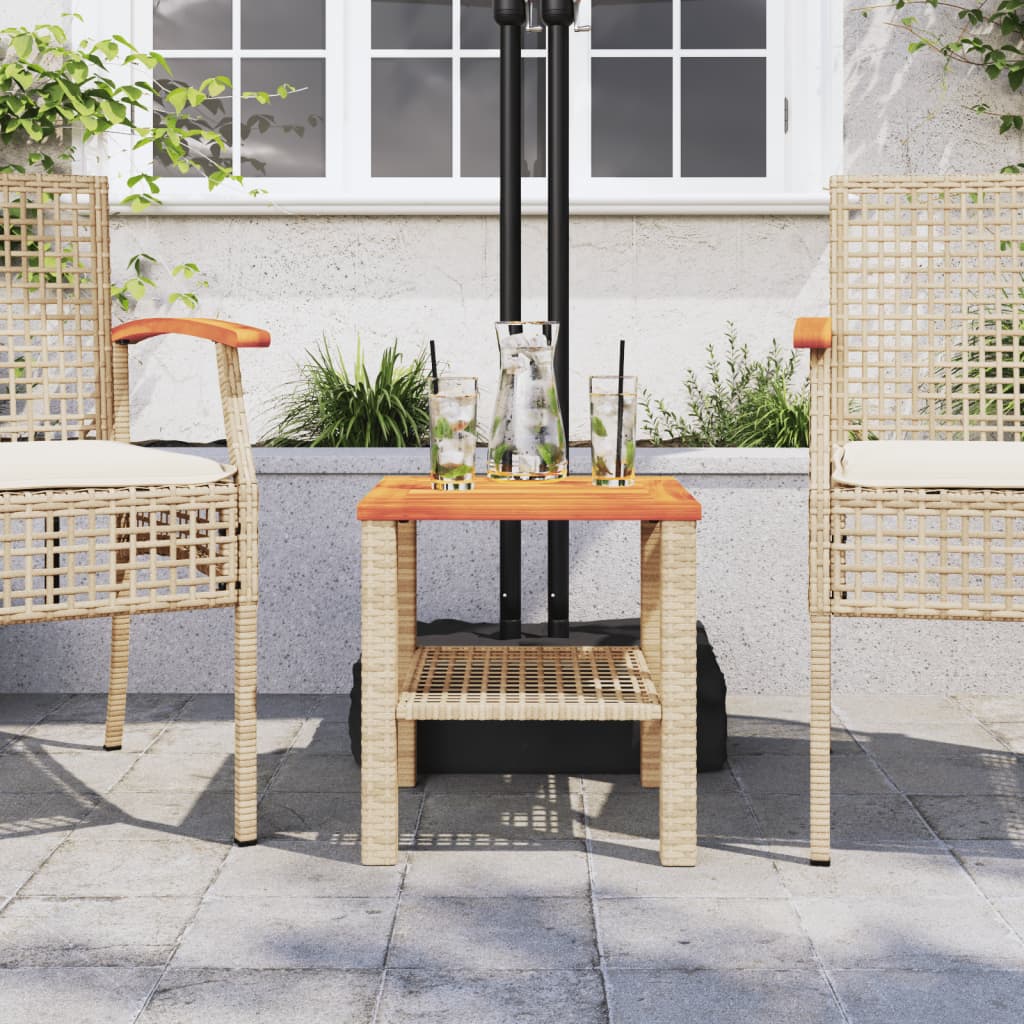 Tuintafel 40x40x42 cm poly rattan en acaciahout beige is nu te koop bij PeponiXL, paradijselijk wonen!