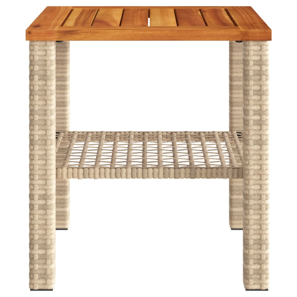 Tuintafel 40x40x42 cm poly rattan en acaciahout beige is nu te koop bij PeponiXL, paradijselijk wonen!