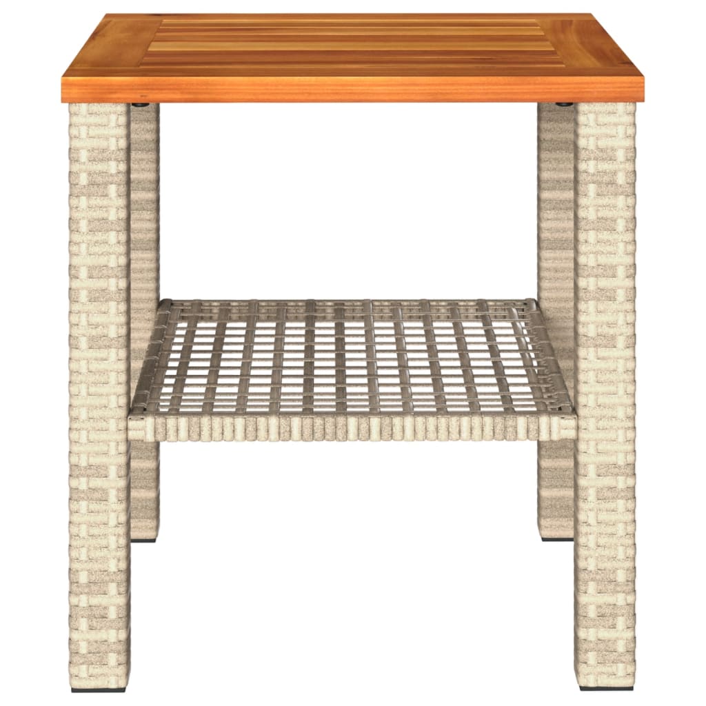 Tuintafel 40x40x42 cm poly rattan en acaciahout beige is nu te koop bij PeponiXL, paradijselijk wonen!