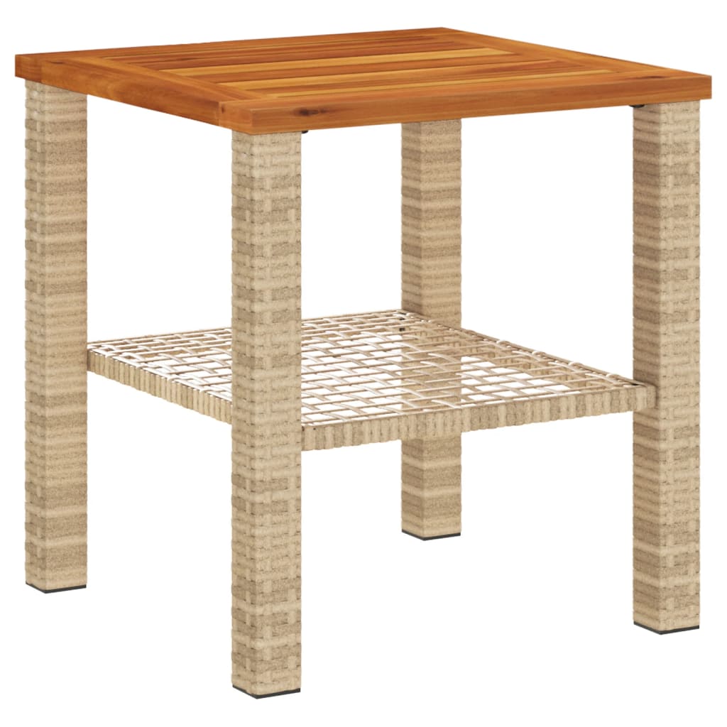 Tuintafel 40x40x42 cm poly rattan en acaciahout beige is nu te koop bij PeponiXL, paradijselijk wonen!