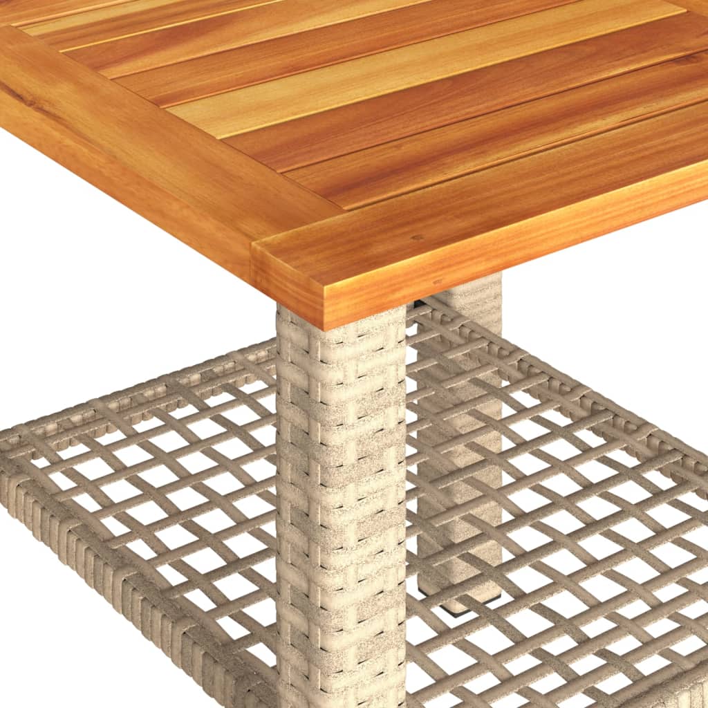 Tuintafel 40x40x42 cm poly rattan en acaciahout beige is nu te koop bij PeponiXL, paradijselijk wonen!