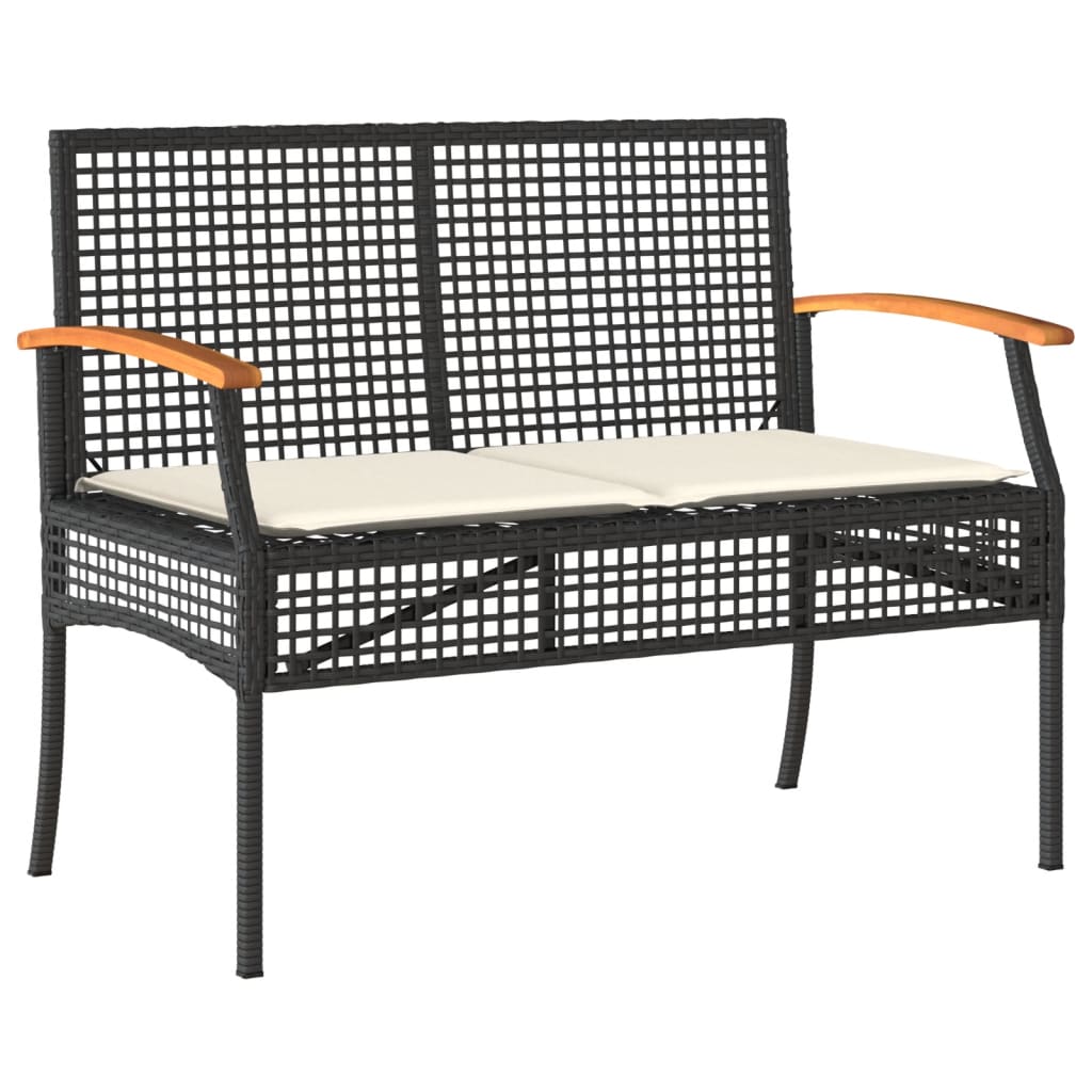 4-delige Loungeset met kussens poly rattan zwart is nu te koop bij PeponiXL, paradijselijk wonen!