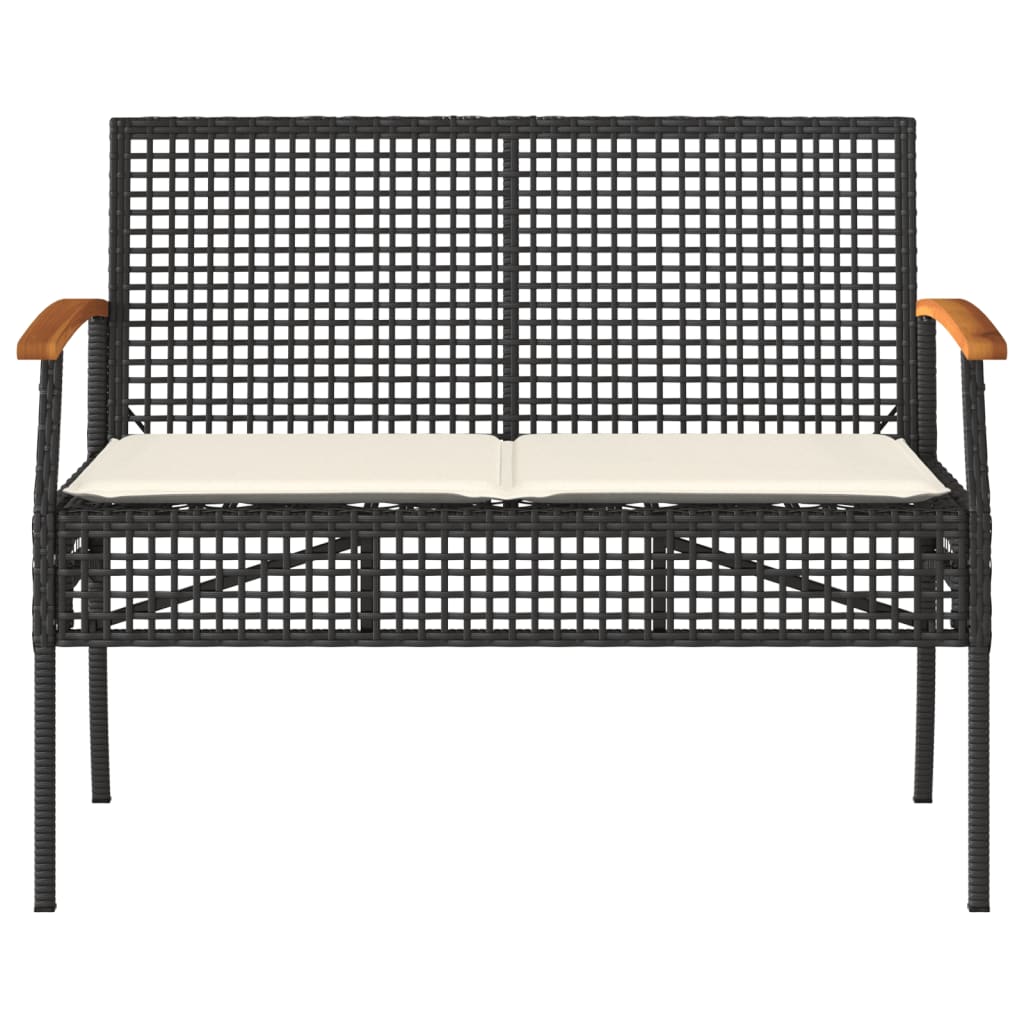 4-delige Loungeset met kussens poly rattan zwart is nu te koop bij PeponiXL, paradijselijk wonen!
