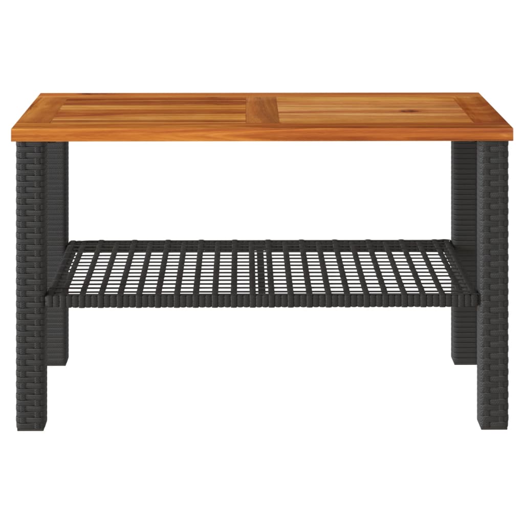 Tuintafel 70x38x42 cm poly rattan en acaciahout zwart is nu te koop bij PeponiXL, paradijselijk wonen!