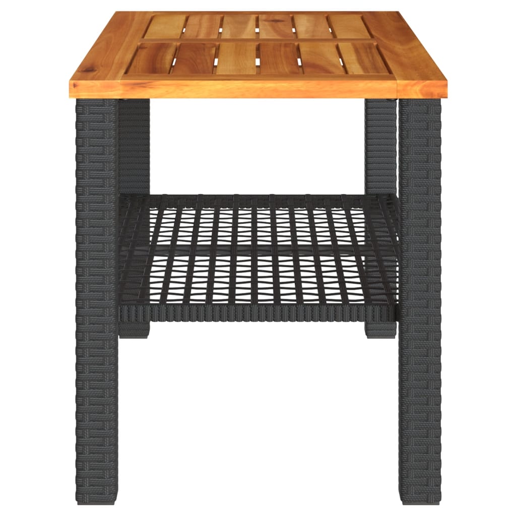 Tuintafel 70x38x42 cm poly rattan en acaciahout zwart is nu te koop bij PeponiXL, paradijselijk wonen!
