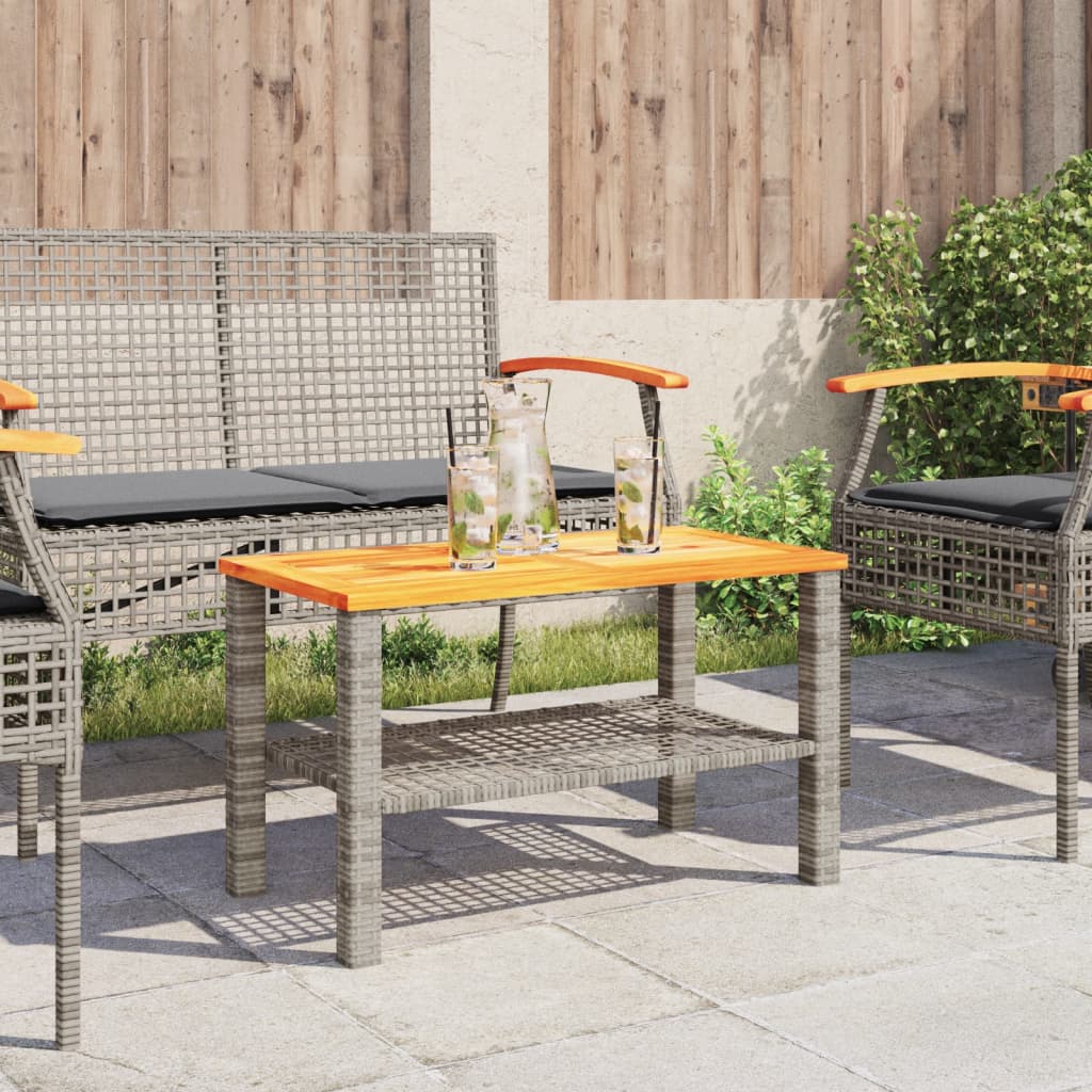 Tuintafel 70x38x42 cm poly rattan en acaciahout grijs is nu te koop bij PeponiXL, paradijselijk wonen!
