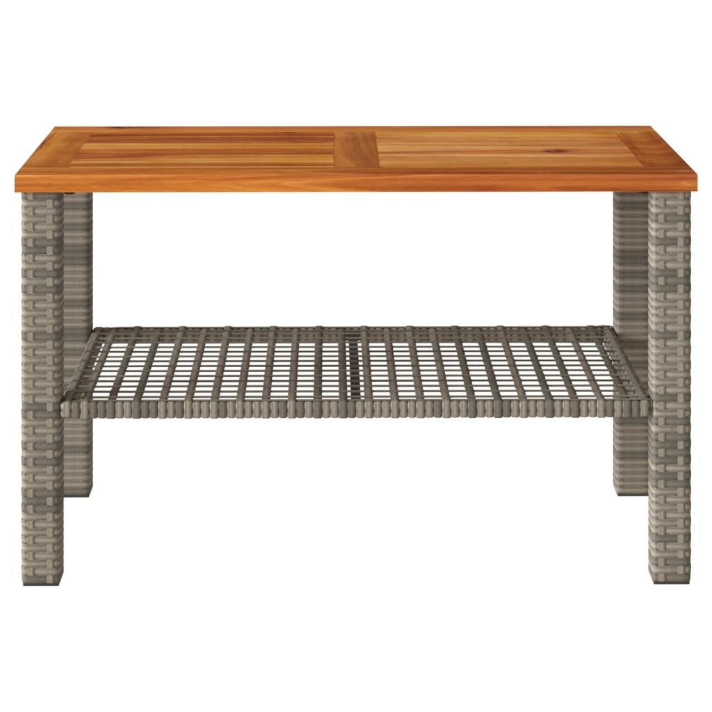 Tuintafel 70x38x42 cm poly rattan en acaciahout grijs is nu te koop bij PeponiXL, paradijselijk wonen!
