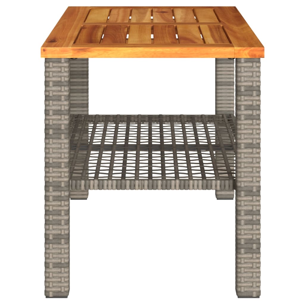 Tuintafel 70x38x42 cm poly rattan en acaciahout grijs is nu te koop bij PeponiXL, paradijselijk wonen!
