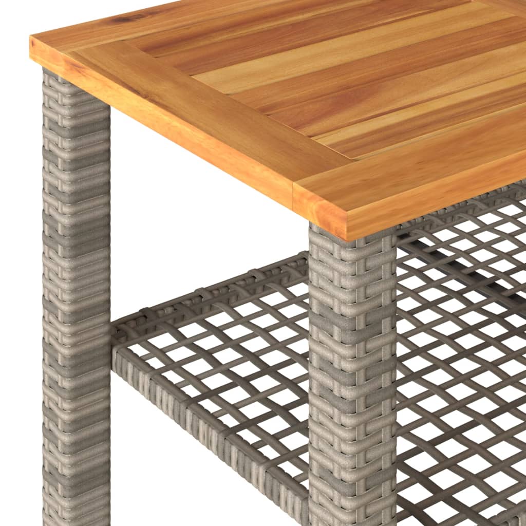 Tuintafel 70x38x42 cm poly rattan en acaciahout grijs is nu te koop bij PeponiXL, paradijselijk wonen!