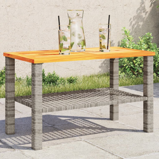 Tuintafel 70x38x42 cm poly rattan en acaciahout grijs is nu te koop bij PeponiXL, paradijselijk wonen!