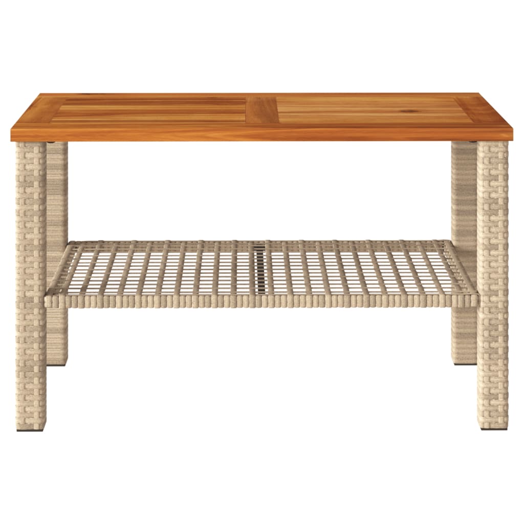 Tuintafel 70x38x42 cm poly rattan en acaciahout beige is nu te koop bij PeponiXL, paradijselijk wonen!