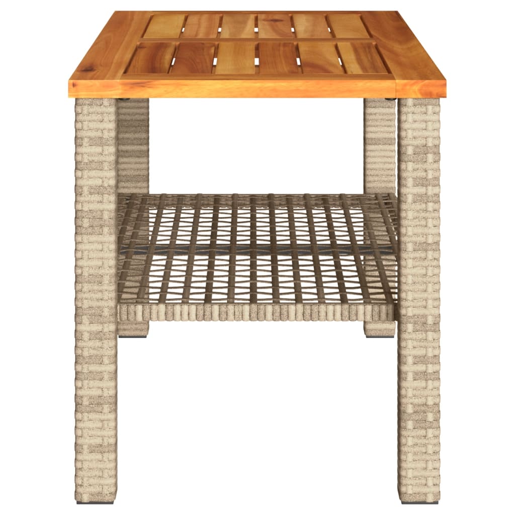 Tuintafel 70x38x42 cm poly rattan en acaciahout beige is nu te koop bij PeponiXL, paradijselijk wonen!