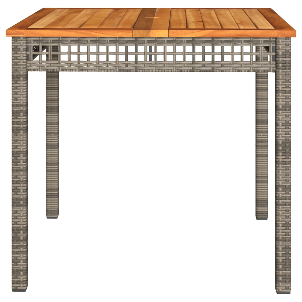 Tuintafel 80x80x75 cm poly rattan en acaciahout grijs is nu te koop bij PeponiXL, paradijselijk wonen!