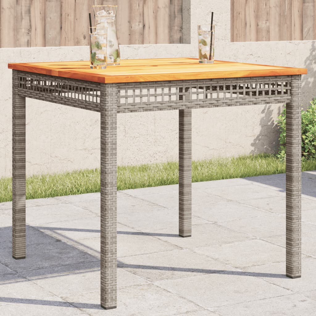 Tuintafel 80x80x75 cm poly rattan en acaciahout grijs is nu te koop bij PeponiXL, paradijselijk wonen!