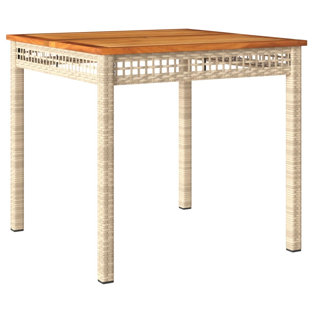 Tuintafel 80x80x75 cm poly rattan en acaciahout beige is nu te koop bij PeponiXL, paradijselijk wonen!
