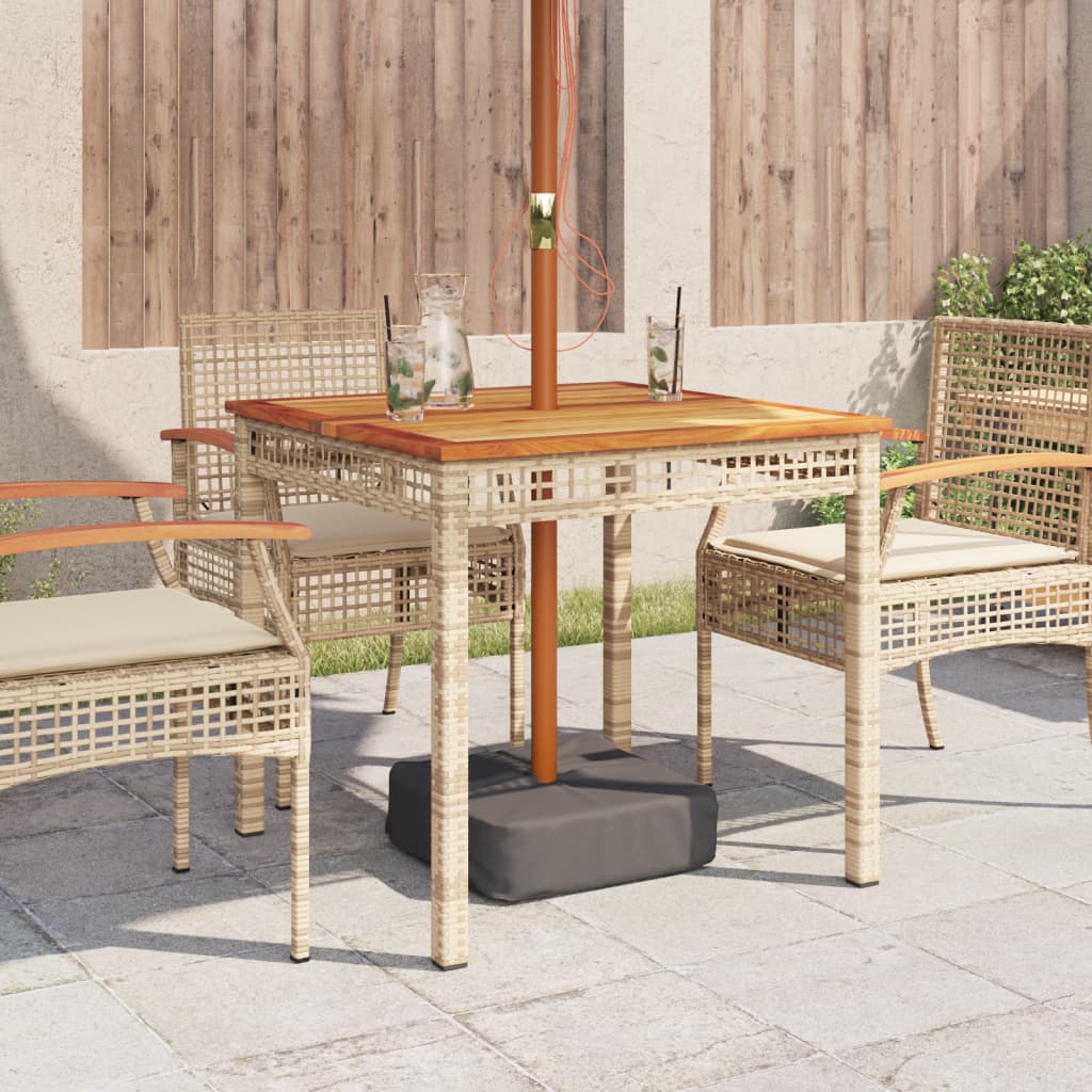 Tuintafel 80x80x75 cm poly rattan en acaciahout beige is nu te koop bij PeponiXL, paradijselijk wonen!