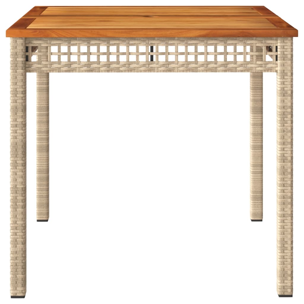Tuintafel 80x80x75 cm poly rattan en acaciahout beige is nu te koop bij PeponiXL, paradijselijk wonen!