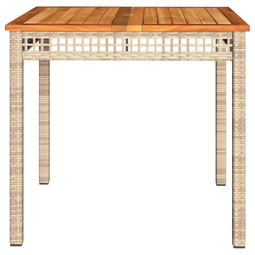 Tuintafel 80x80x75 cm poly rattan en acaciahout beige is nu te koop bij PeponiXL, paradijselijk wonen!