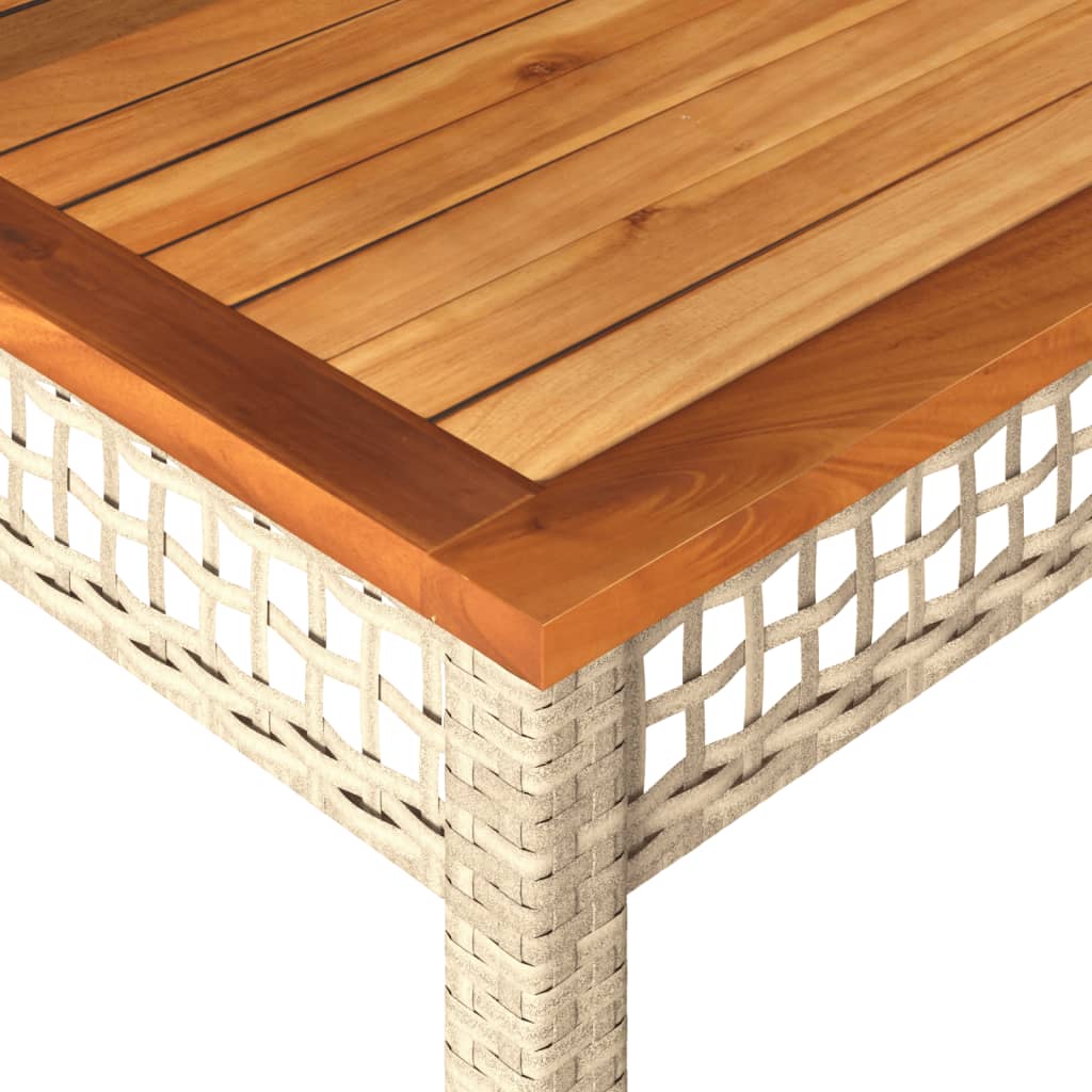 Tuintafel 80x80x75 cm poly rattan en acaciahout beige is nu te koop bij PeponiXL, paradijselijk wonen!