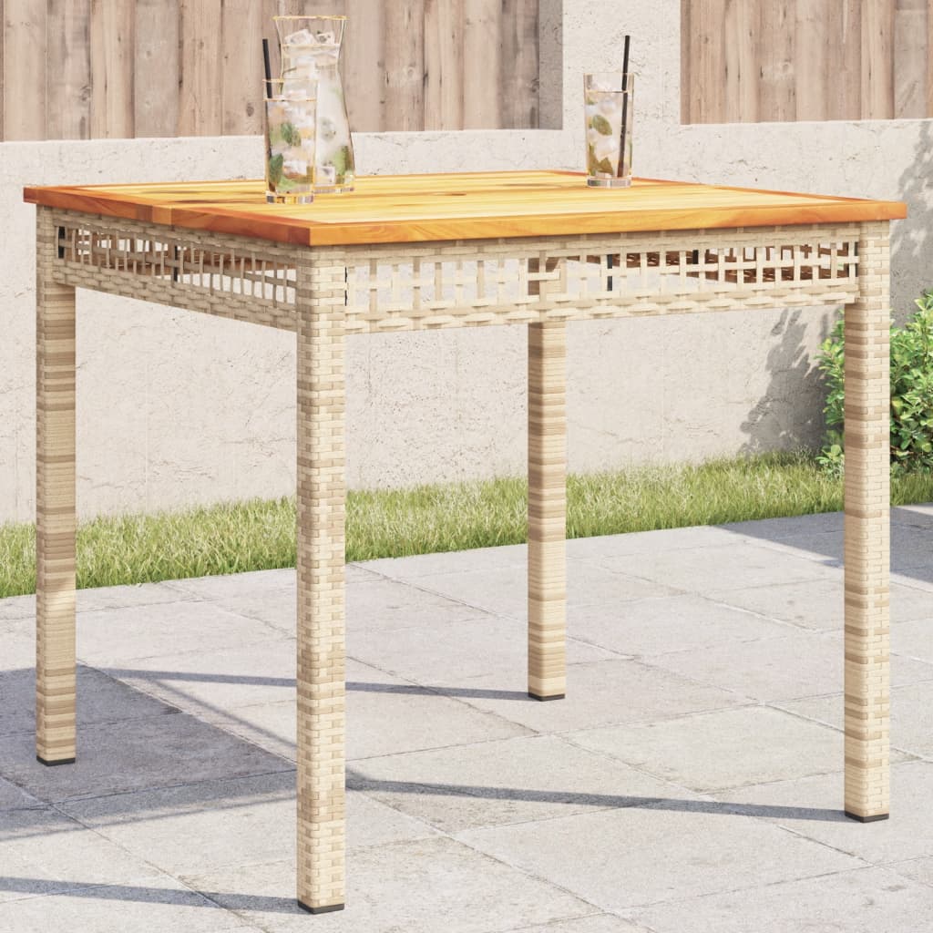Tuintafel 80x80x75 cm poly rattan en acaciahout beige is nu te koop bij PeponiXL, paradijselijk wonen!