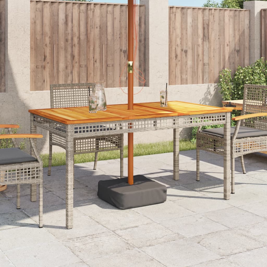 Tuintafel 140x80x75 cm poly rattan en acaciahout grijs is nu te koop bij PeponiXL, paradijselijk wonen!